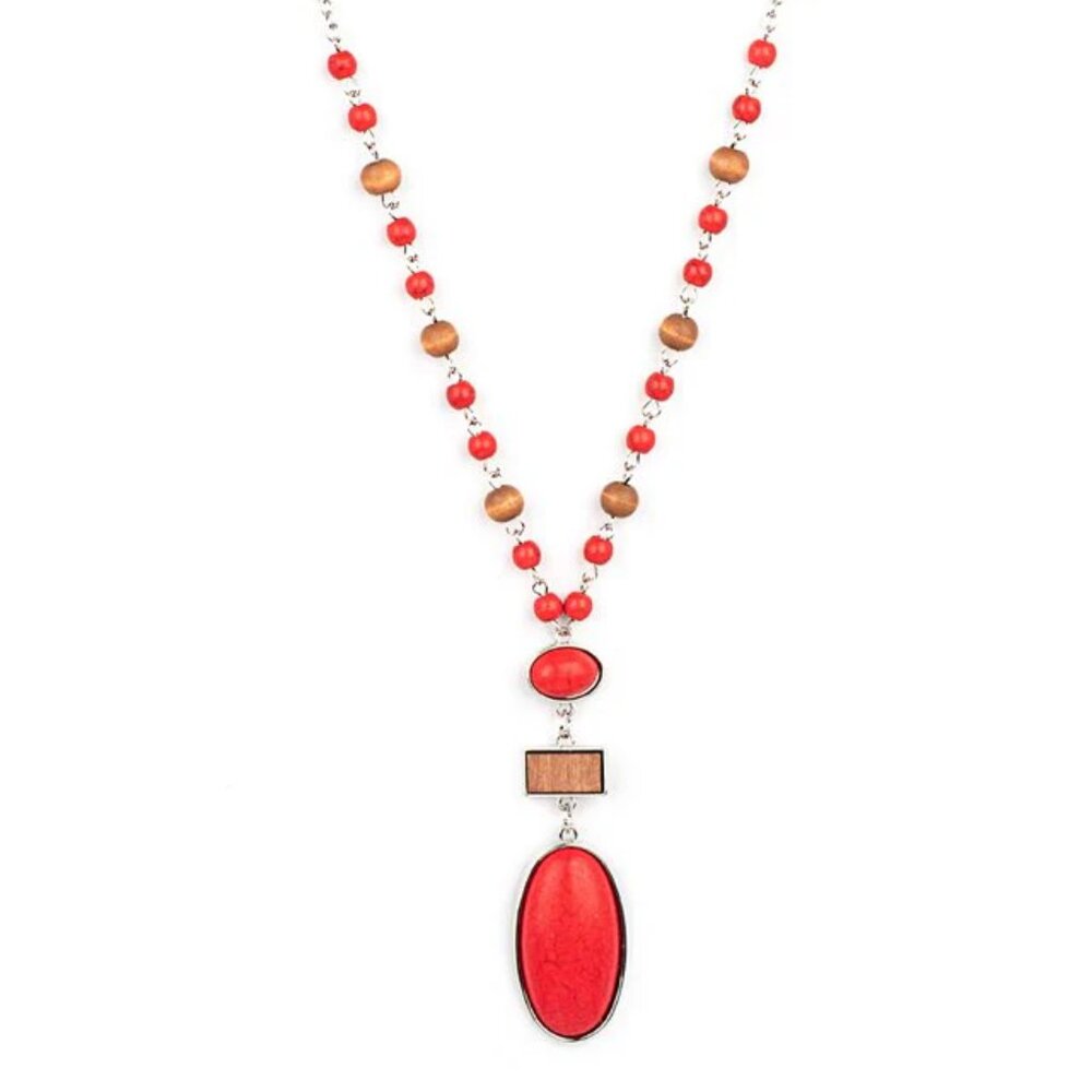 Paparazzi Naturally Essential Red Necklace & Earrings Set